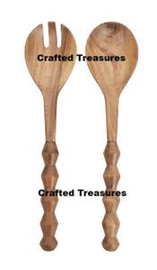 ชุดเซ็ตสลัดไม้ธรรมชาติ2ชิ้นชุดจับส้อมและช้อนเครื่องครัวส่วนตัวสำหรับผสมสลัดเครื่องครัวชุดเครื่องใช้บนโต๊ะอาหาร - Product Image 6