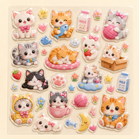 Autocollants pour enfants, impression personnalisée, autocollants décoratifs 3D mignons, autocollants transparents créatifs, autocollants kawaii, autocollants de dessin animé pour chatons