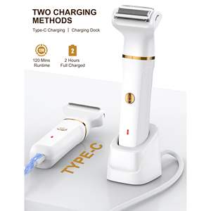 Tondeuse corporelle 3-en-1 étanche IPX7 pour femme avec base de charge Type-C, pour maillot, aisselles, bras, nez et zones intimes - Product Image 1