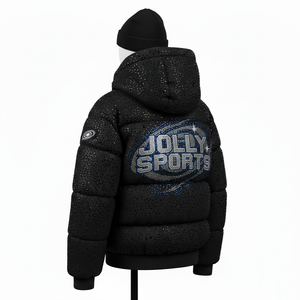 Chaqueta Acolchada Premium para Mujer, 220 GSM, Paneles Acolchados de Poliéster, Negro, con Pedrería, Logotipo Personalizado con Aplicación de Calor - Product Image 5