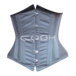 Corset de formation de la taille en coton gris personnalisé avec maille respirante |   Corset de maintien pour la taille - Product Image 1
