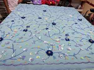 Tissu en dentelle brodée florale 3D de haute qualité, motif diamant élégant et luxueux pour embellir les vêtements, les tenues et les fêtes - Product Image 2