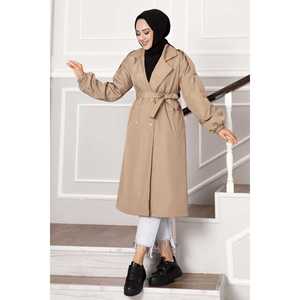 Manteau long en cuir de vison automne/hiver avec épaulettes, fermeture boutonnée, imperméable, rembourré coton-laine, style décontracté, tricoté - Product Image 3