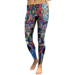 Mallas de punto con estampado personalizado al por mayor, mallas ajustadas de cintura alta para fitness, gruesas, transpirables, informales y elásticas - Product Image 4