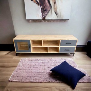 Meuble TV de Luxe Ministral KTV68098 en Bois Naturel avec Pieds en Fer, Console TV Électrique pour Salon ou Ferme - Product Image 4