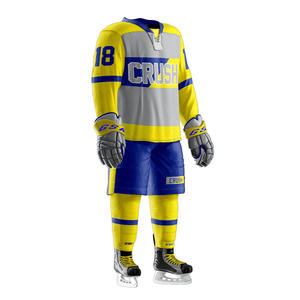 Ensemble d'uniformes de hockey sur glace respirants de haute qualité conçus sur mesure pour adultes nom d'équipe pantalon en jersey OEM vente en gros vêtements de sport - Product Image 3