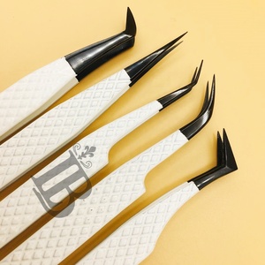 Pinces à cils de qualité supérieure, pinces pour extensions de cils en vison, manche lisse, pour professionnels, logo gratuit, volume. - Product Image 6