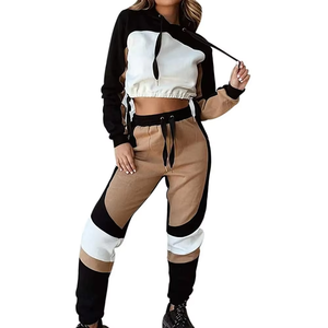 2025 ropa activa último diseño chándal con capucha de algodón comodidad ropa deportiva manga larga chándal de secado rápido Top corto con capucha - Product Image 6