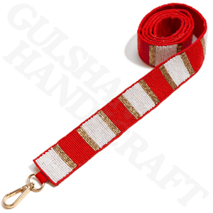 Handmade Orange Black Striped Seed Bead Purse Strap Cotton Crossbody Shoulder Strap for Beaded <b>Bag</b> Embroidery Needlework - Product Image 3