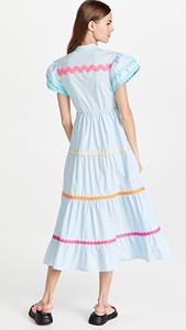 Ropa bordada de manga corta para mujer, vestido largo hasta la pantorrilla de diseñador, novedad - Product Image 3