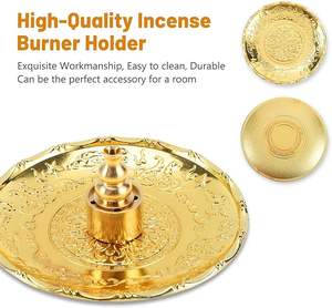 Brûleur d'encens en bois de santal sur base en laiton exquis avec parfum religieux, durable et 100% naturel, design indien pour un usage domestique - Product Image 3