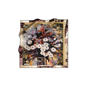 Beige Silk Floral <b>Square</b> <b>Scarf</b> - Product Image 2