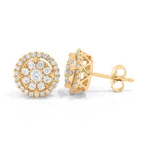Boucles d'oreilles clous en diamant rond - Product Image 3