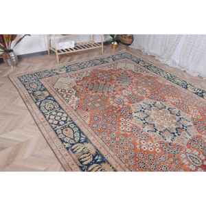 Tapis turc 0,7 x 12,4 pieds, tapis vintage, tapis en laine bleue unie - Product Image 4