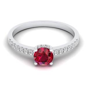 Bagues de fiançailles REYES en rubis rond de 0,66 carat pour femmes en argent sterling 925, clarté VVS, bijoux en moissanite - Product Image 1