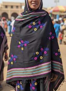 AHE Zubda Viscose Solid Color <b>Black</b> Medium Length Double Centre Lace Pashmina <b>Scarf</b>-Durable Winter Hijab for Women Daily Use - Product Image 3