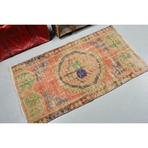 พรมวินเทจสไตล์ตุรกี ขนาด 2.3x4.3 ฟุต พรมขนาดเล็ก สีส้มล้วน - Product Image 2
