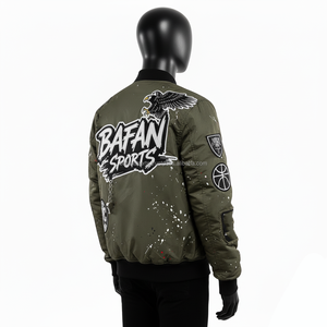 Women Bomber Jacket 320 GSM Premium <b>Nylon</b> <b>Fabric</b> Green Custom Logo embroidered Street Style Patch Design Women Bomber Jackets - Product Image 5