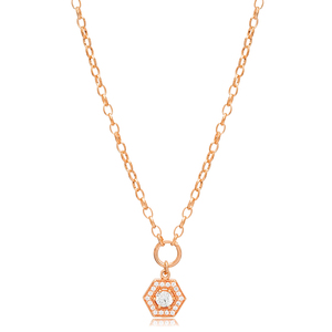 Zircon Pierre Rectagon Creux Charme Collier En Gros 925 Bijoux En Argent Sterling - Product Image 6