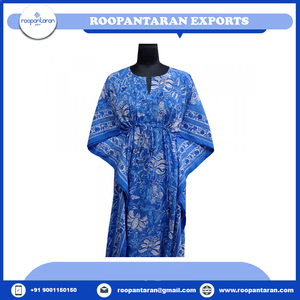 Moroccan <b>Kaftan</b> Wholesale Free <b>Size</b> Indian Hand Block Printed Long Free <b>Size</b> <b>Kaftan</b> Loungewear in Soft Cotton Voile Cheap Price - Product Image 2