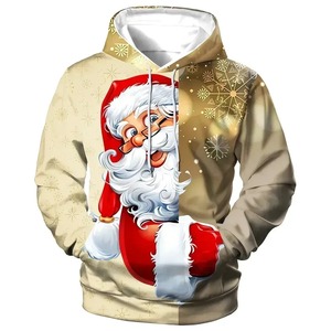 Sudaderas CON CAPUCHA DE Papá Noel para hombre, sudaderas de algodón con estampado 3D de Navidad 100%, ropa de hombre, Sudadera con capucha esencial de tendencia, disfraz de gran tamaño - Product Image 5