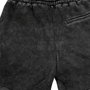 Pantalones cortos de lona lavados con ácido para hombre, de talla grande, personalizados, ecológicos, de tabla sólida, informales, lisos, teñidos, con cintura elástica, venta del fabricante OEM - Product Image 6