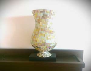 Jarrón mosaico de vidrieras hecho a mano vintage grande - Product Image 2