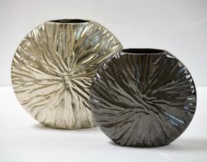 Florero con textura de línea antigua de níquel y latón de Metal de aluminio para decoración de sala de estar, jarrón de mesa de Metal, centro de mesa - Product Image 2