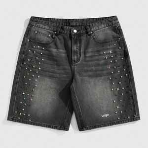 Custom Men's Breathable Casual Denim Shorts Streetwear Light Blue Summer Vintage High Quality 100% Cotton <b>Raw</b> <b>Hem</b> - Product Image 5