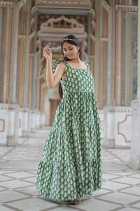 Vestido Floral con estampado de algodón con bloque de mano indio, ropa de fiesta de verano para mujer, estilo bohemio, vestido de regalo de novia personalizado a la venta - Product Image 3