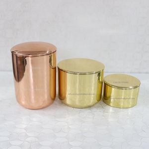 ภาชนะใส่เทียนทองเหลืองทองแดงสีทอง8ออนซ์ถึง16ออนซ์ขวดโหลเทียนเปล่าขัดเงาออกแบบโลโก้ได้ตามต้องการ - Product Image 4