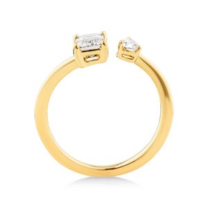 ชุดง่ามตัดแพร์มรกตและลูกแพร์1.50 CT Toi et Moissanite แหวนสีเหลืองทอง - Product Image 2