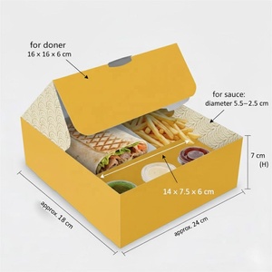 Contenedor de comida rápida personalizado Shawarma <span class=keywords><strong>Doner</strong></span> <span class=keywords><strong>Kebab</strong></span> Wrap Compartimento Caja para compartir Caja Set Caja de salsa picante Comida para llevar - Product Image 2