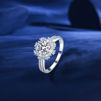 Fabricant de bagues personnalisées, argent sterling S925, bague flocon de neige en moissanite 1CT, bague de luxe pour femmes