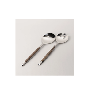 Cuchara de ensalada de acero inoxidable Cuchara de mesa de cena de ensalada pulida y tamaño personalizado con mango de madera - Product Image 3