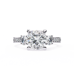 2.50 carats IGI certifié princesse coupe laboratoire cultivé diamant trois pierres bague de fiançailles pour les femmes 18K or pavé réglage - Product Image 3