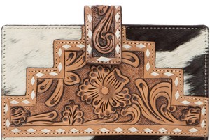 Pochette à main et sac fourre-tout à bandoulière pour femmes en cuir de vachette de luxe Design floral avec fermeture de couverture avec logo imprimé - Product Image 6