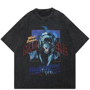 Camiseta Unisex con gráfico de Tigre, camiseta negra lavada de algodón, camisetas Unisex, camisetas de manga corta de verano 2025 - Product Image 1