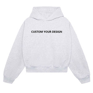 Boxy Fit Pullover Hoodies Sweatshirts Drop Shoulder Custom Design Streetwear Plain Cropped Cotton Hoodies Unisex - Product Image 2