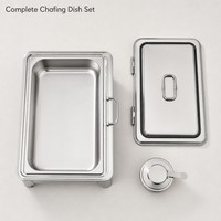 Chauffe-Plat Rectangulaire en Acier Inoxydable 9L pour Buffet, Brûleur à Combustible, Réchaud Alimentaire pour Hôtels de Luxe, Restaurants et Traiteurs - Vente en Gros
