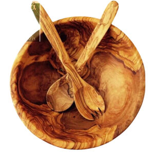 Vintage Design Wood <b>Salad</b> Bowl & 2 <b>Servers</b> Large Acacia Wood Serving Set Handmade Natural <b>Wooden</b> Bowl For Kitchen Dining Ware - Product Image 3