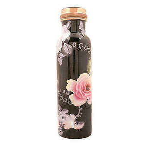 Botella de Agua de Cobre Puro con Diseño Moderno en Color Negro, Ideal para Niños, Escuela, Yoga y Oficina - Product Image 1