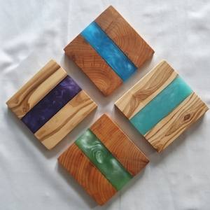 Modern Design Acacia Wood <b>Coaster</b> Square <b>Black</b> Epoxy Resin the Wood Luxury Style High Quality Resin for Home <b>and</b> Office Uses - Product Image 2
