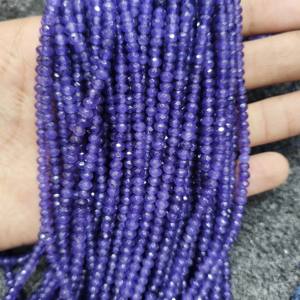 สร้อยคอประดับลูกปัดอเมทิสต์ธรรมชาติ 4 มม. สร้อยคอประดับลูกปัดอเมทิสต์เหลี่ยมเพชรพลอย สร้อยคอประดับลูกปัดอเมทิสต์สีม่วง ตัวล็อคเงินสเตอร์ลิง - Product Image 4