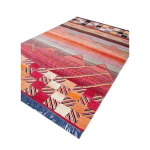 Manchaha Geometric Pattern Wool & Bamboo <b>Silk</b> Rugs <b>Red</b> & Orange Hand Knotted for Home Use-Jaipur Rugs US-Les-1677 - Product Image 2