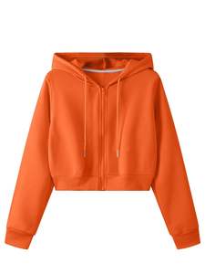 Sweats à capuche pour femmes avec fermeture éclair Crop top Sweat à capuche en tissu de haute qualité en différentes conceptions et couleurs - Product Image 6