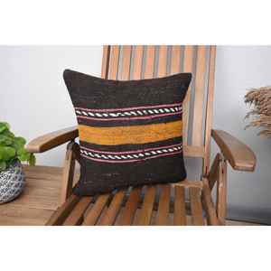 Almohada Kilim de lana marrón de 18x18 pulgadas, cojín estampado esponjoso de lujo, pluma tejida con estampado cuadrado Vintage para ropa de cama, Navidad - Product Image 1