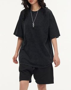 100% algodón para hombres, camiseta lavada con ácido con logotipo personalizado para hombres, ropa de calle de alta calidad, camisetas Vintage de gran tamaño para hombres - Product Image 6