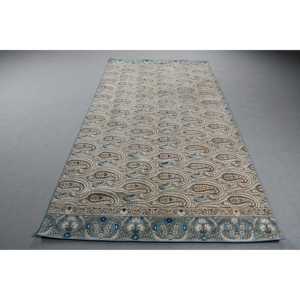 Alfombra Turca Vintage, Alfombra de 4,9x9,5 pies, Alfombra de Lana Azul Marrón Ombré - Product Image 1