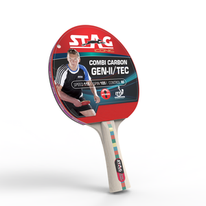 Raquette de tennis de table professionnelle Stag Iconic Combi Carbon Gen 2 avec étui, matériau en bois et caoutchouc, base en fibre de carbone - Product Image 3